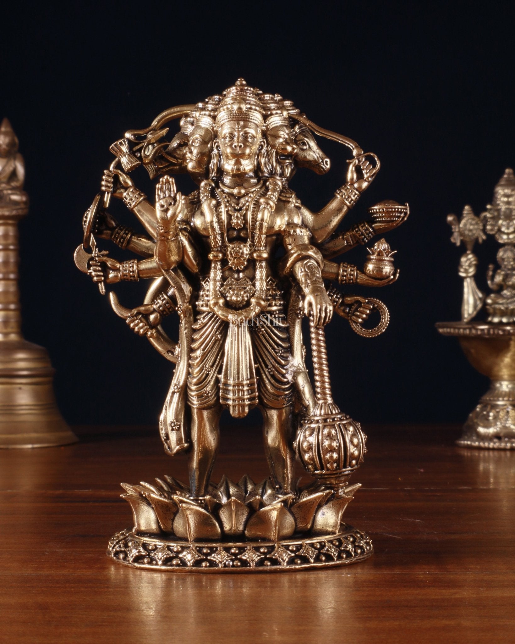 Superfine Brass Standing Panchmukhi Hanuman Idol – 5 Inch - Budhshiv.com