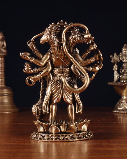 Superfine Brass Standing Panchmukhi Hanuman Idol – 5 Inch - Budhshiv.com