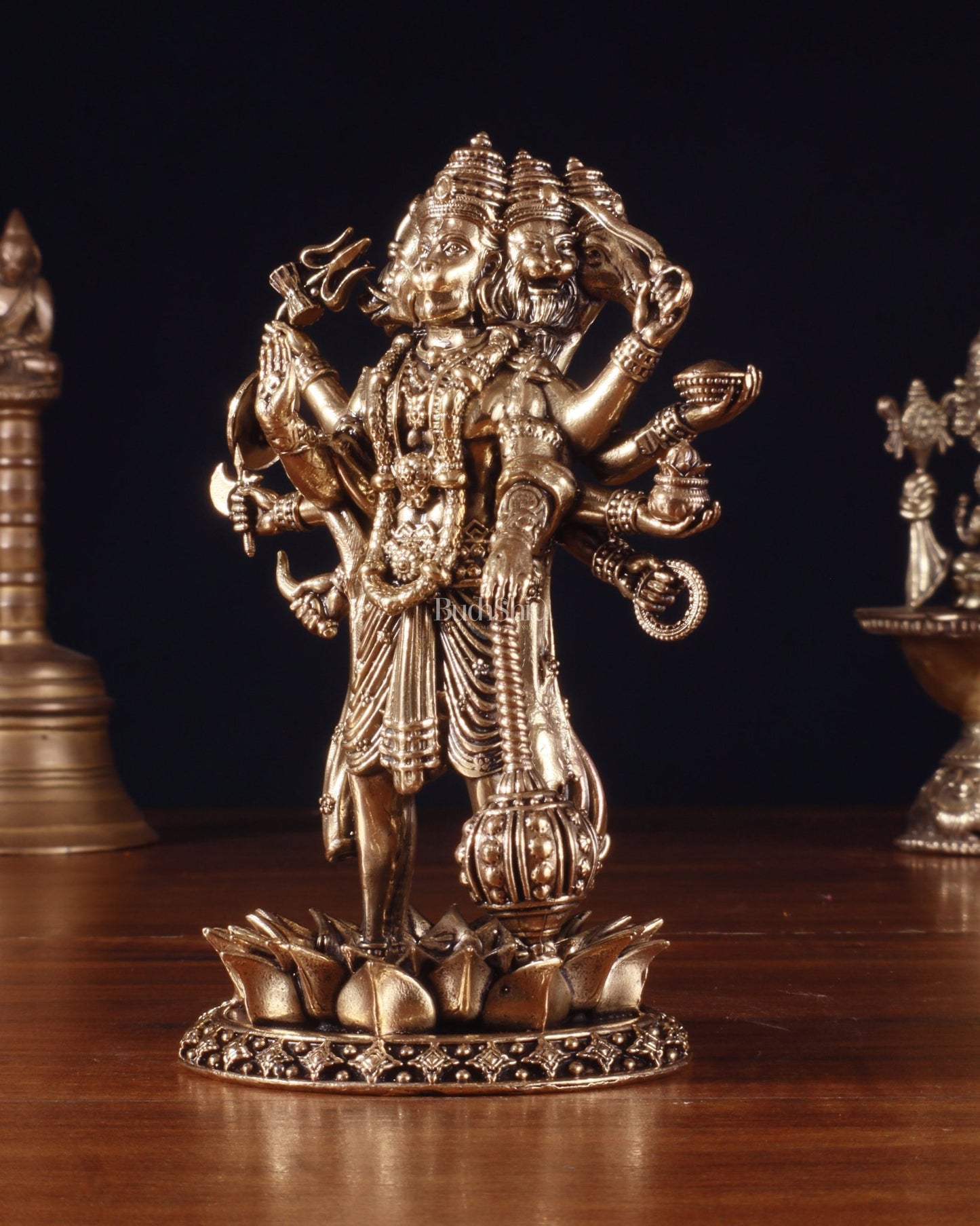 Superfine Brass Standing Panchmukhi Hanuman Idol – 5 Inch - Budhshiv.com