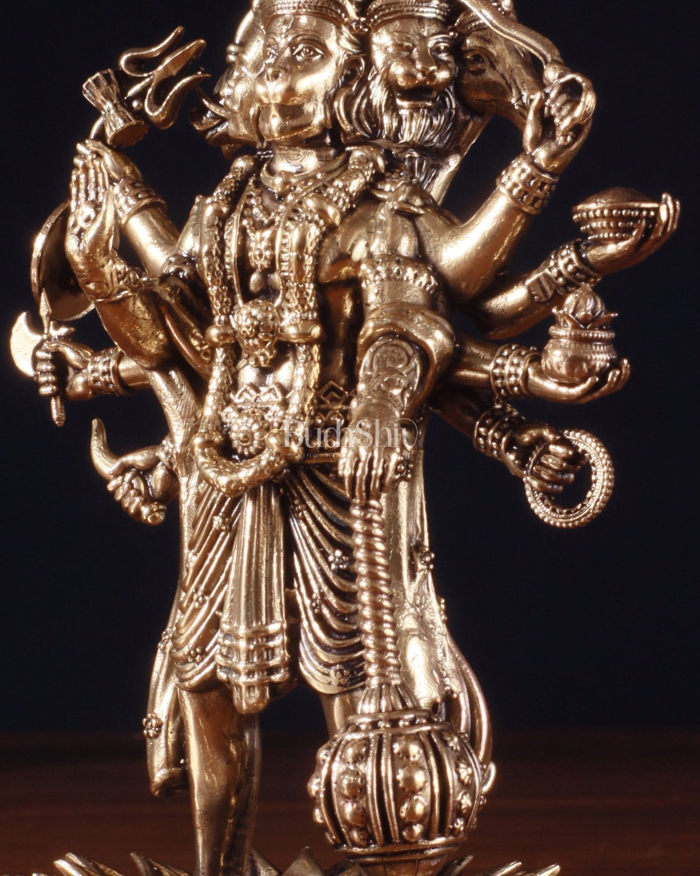 Superfine Brass Standing Panchmukhi Hanuman Idol – 5 Inch - Budhshiv.com