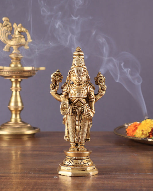 Superfine Brass Tirupati Balaji Idol (Small) 5.5" - Budhshiv.com