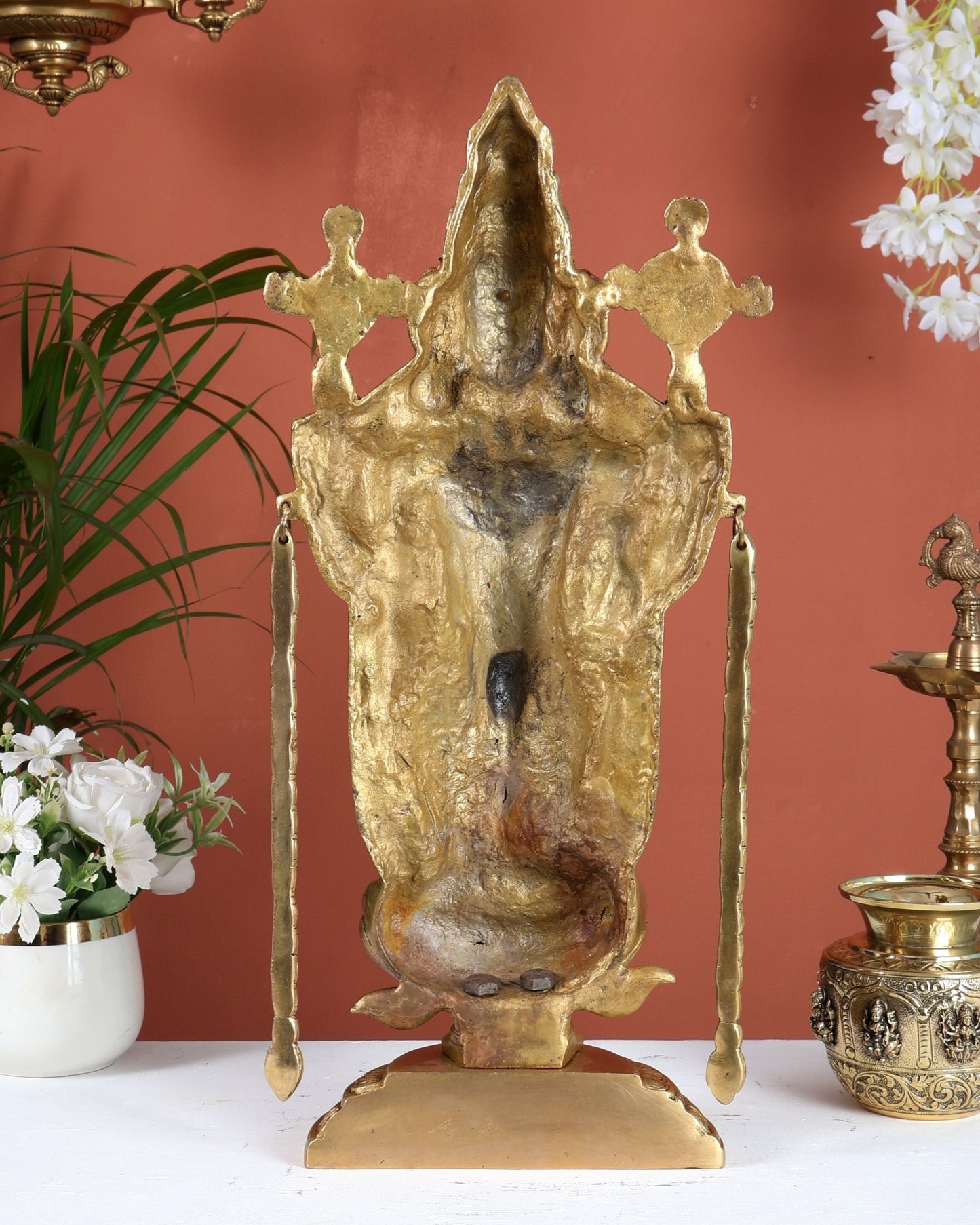 Superfine Brass Tirupati Balaji Idol with goddess Lakshmi | Height 20 inch Antique tone - Budhshiv.com