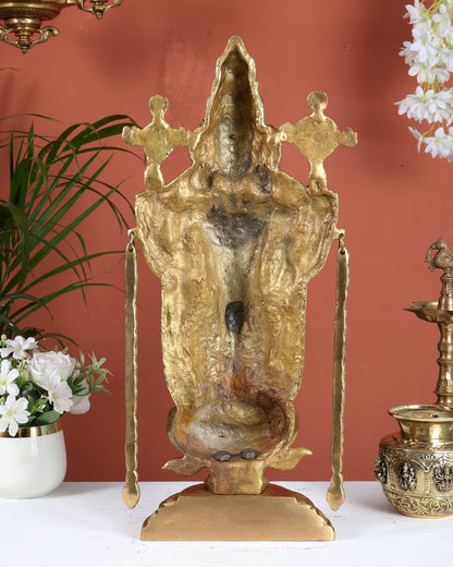 Superfine Brass Tirupati Balaji Idol with goddess Lakshmi | Height 20 inch Antique tone - Budhshiv.com