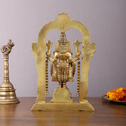 Superfine Brass Tirupati Balaji Idol with Prabhavali Frame - 12 Inch - Budhshiv.com