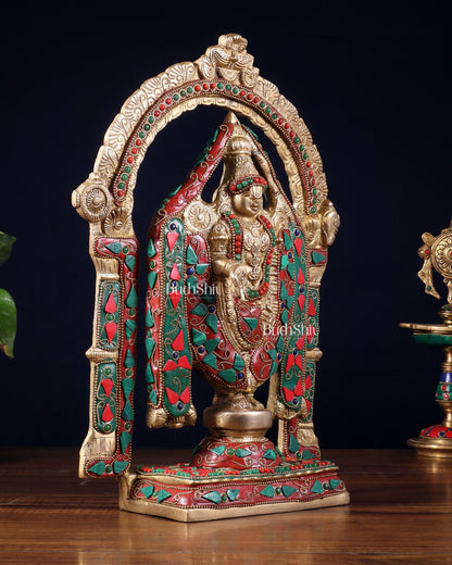 Superfine Brass Tirupati Balaji Lord Venkateshwara Swamy Idol - 13" - Budhshiv.com