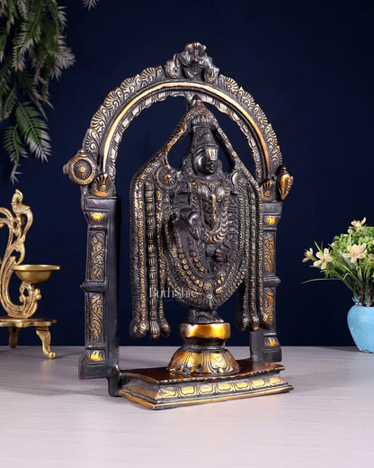 Superfine Brass Tirupati Balaji Lord Venkateshwara Swamy Idol - 13" - Budhshiv.com