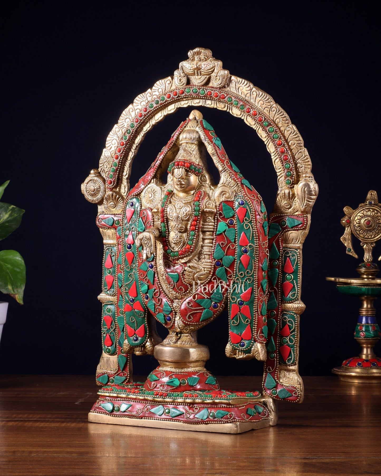 Superfine Brass Tirupati Balaji Lord Venkateshwara Swamy Idol - 13" - Budhshiv.com