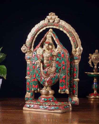 Superfine Brass Tirupati Balaji Lord Venkateshwara Swamy Idol - 13" - Budhshiv.com