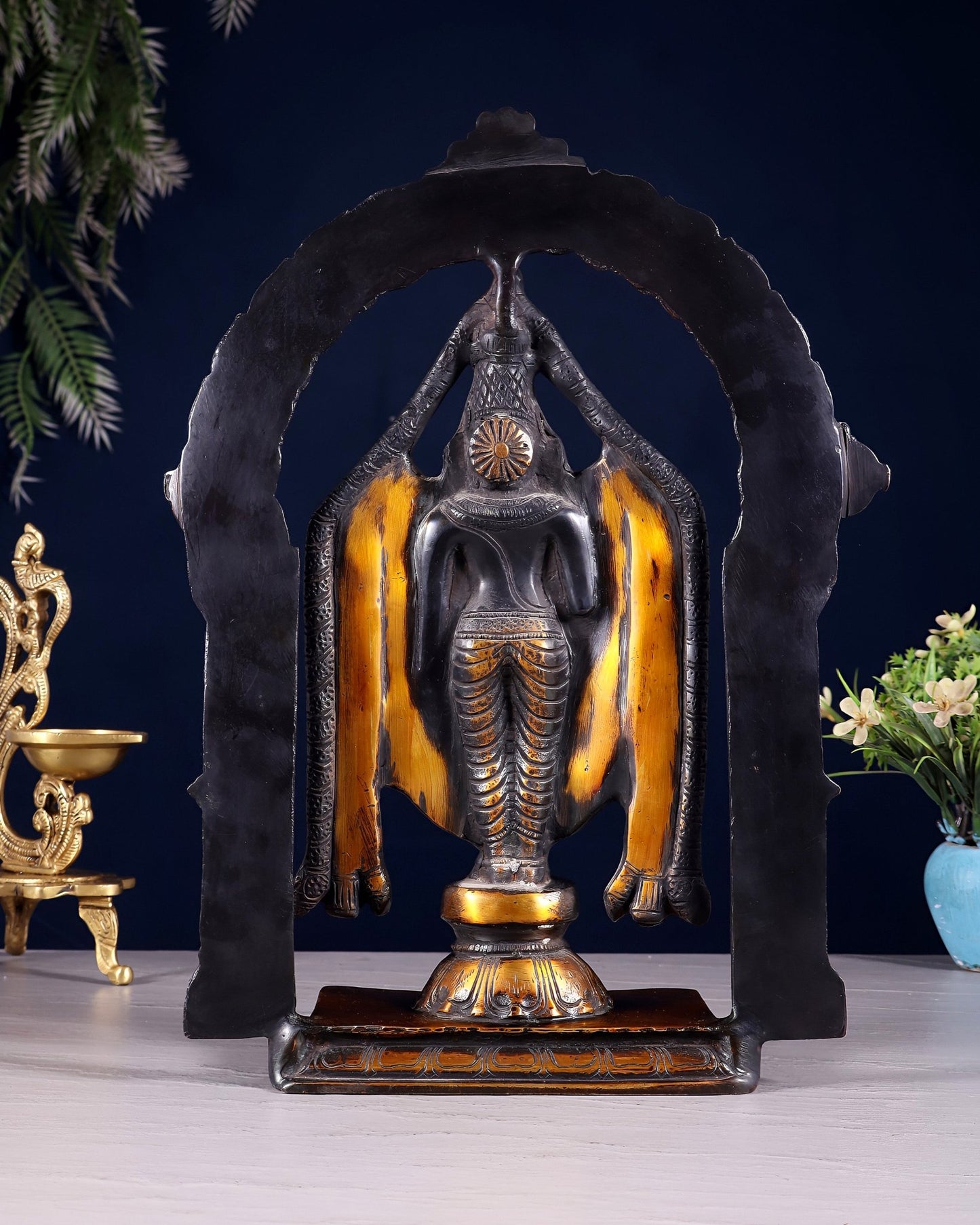 Superfine Brass Tirupati Balaji Lord Venkateshwara Swamy Idol - 13" - Budhshiv.com