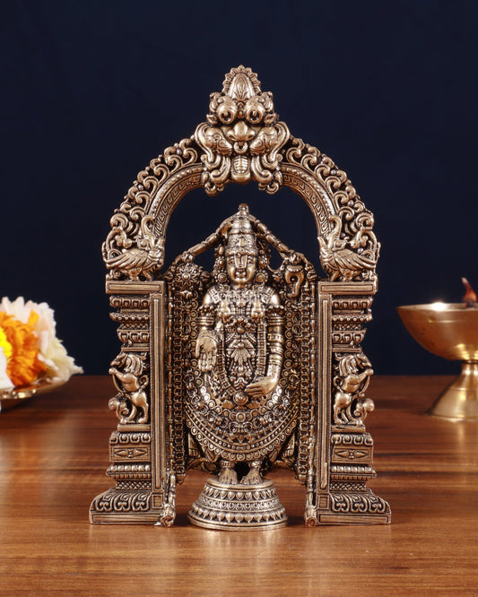 Superfine Brass Tirupati Balaji Statue - 6" - Budhshiv.com