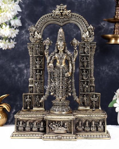 Superfine Brass Tirupati Balaji Statue with Dashavatar and Ashtalakshmi Carvings 16 inch - Budhshiv.com
