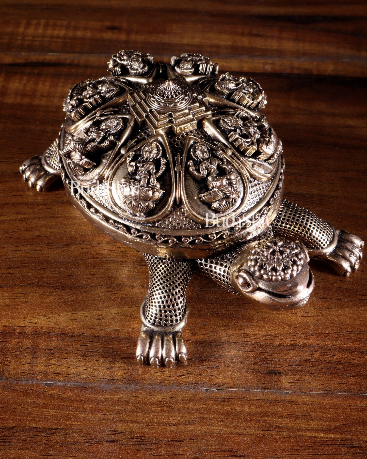 Superfine Brass Tortoise with Ashtalakshmi Shree Yantra – Vastu Approved 6.5 inch - Budhshiv.com