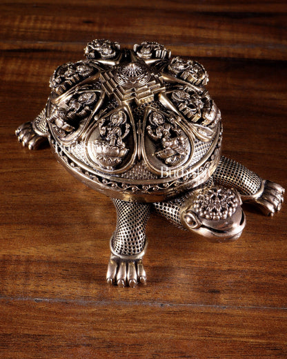 Superfine Brass Tortoise with Ashtalakshmi Shree Yantra – Vastu Approved 6.5 inch - Budhshiv.com