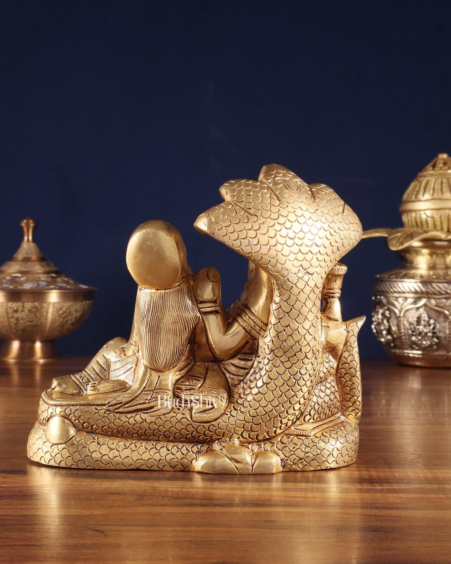 Superfine Brass Vishnu Narayan lakshmi idol 7" - Budhshiv.com
