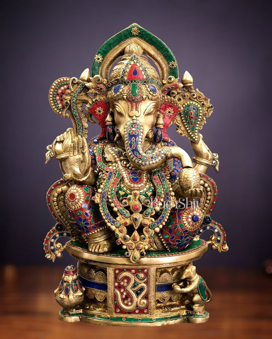 Superfine Handcrafted Brass Ganesha Statue 23 inch - Budhshiv.com