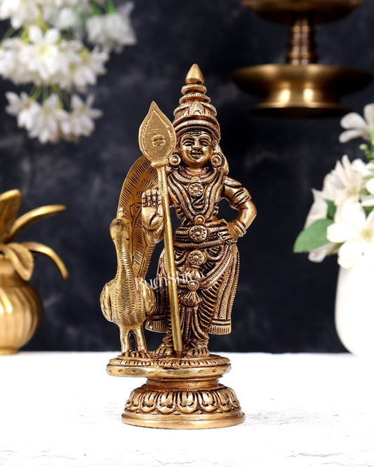 Superfine Pure Brass Balamurugan Idol - 6 inch - Budhshiv.com