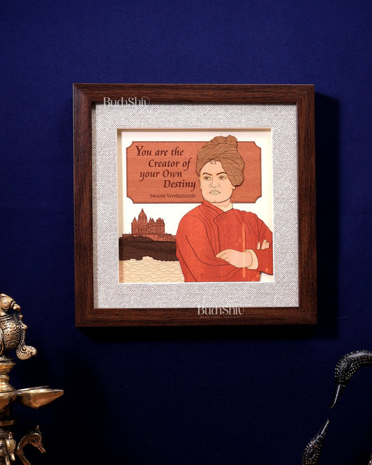 Swami Vivekananda | 3D Wooden Wall Hanging Frame with Glass - Budhshiv.com
