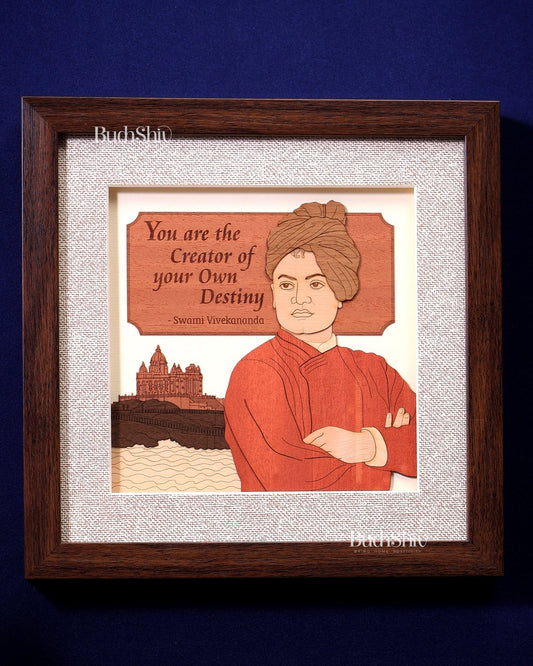 Swami Vivekananda | 3D Wooden Wall Hanging Frame with Glass - Budhshiv.com