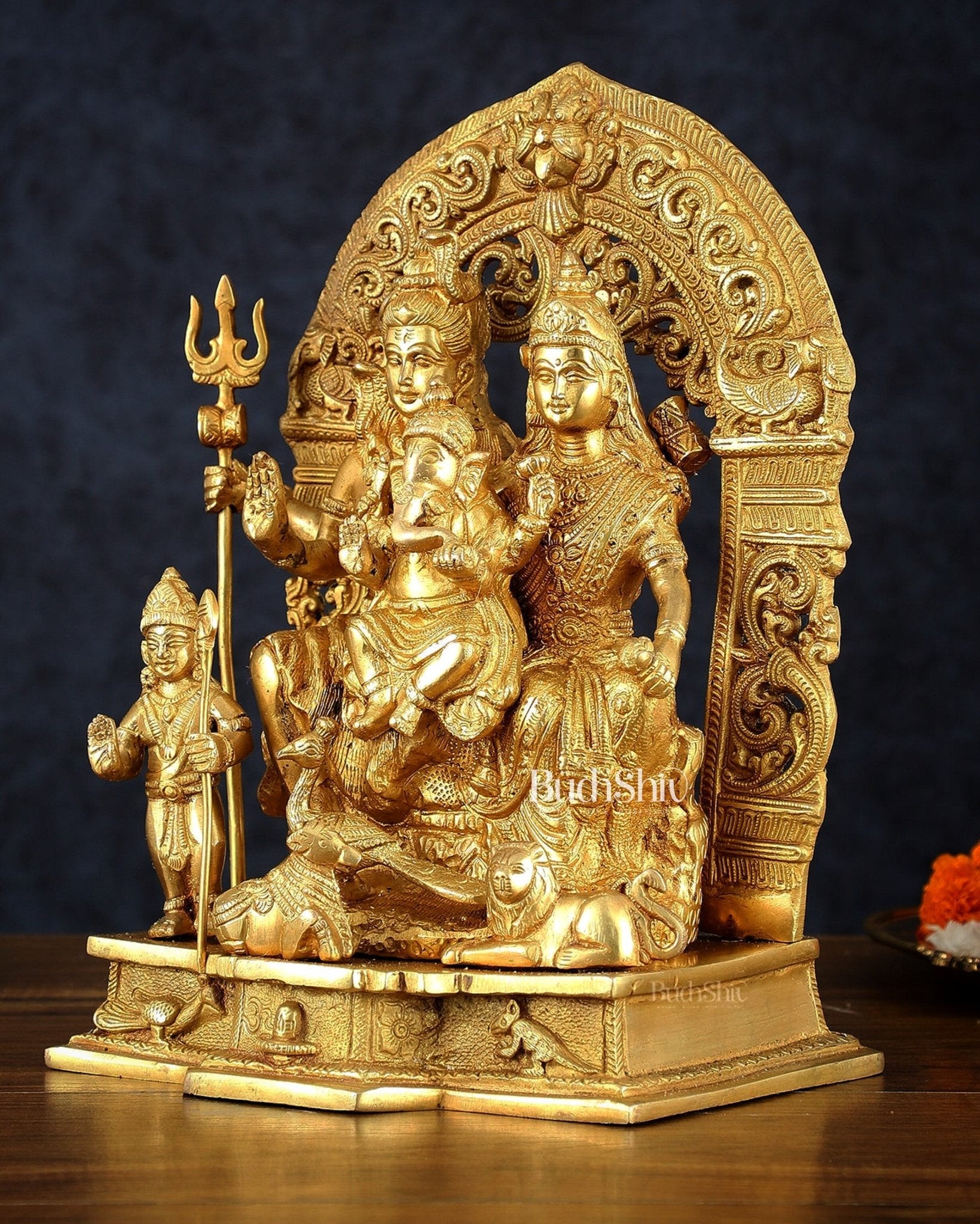 The complete Brass Shiva Parivar Idol 12" - Budhshiv.com