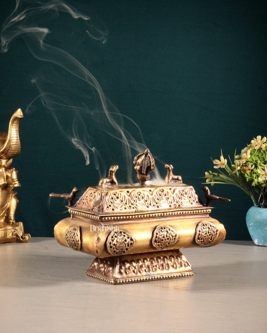 Tibetan Brass Dhoop Burner – Traditional Incense Holder - Budhshiv.com