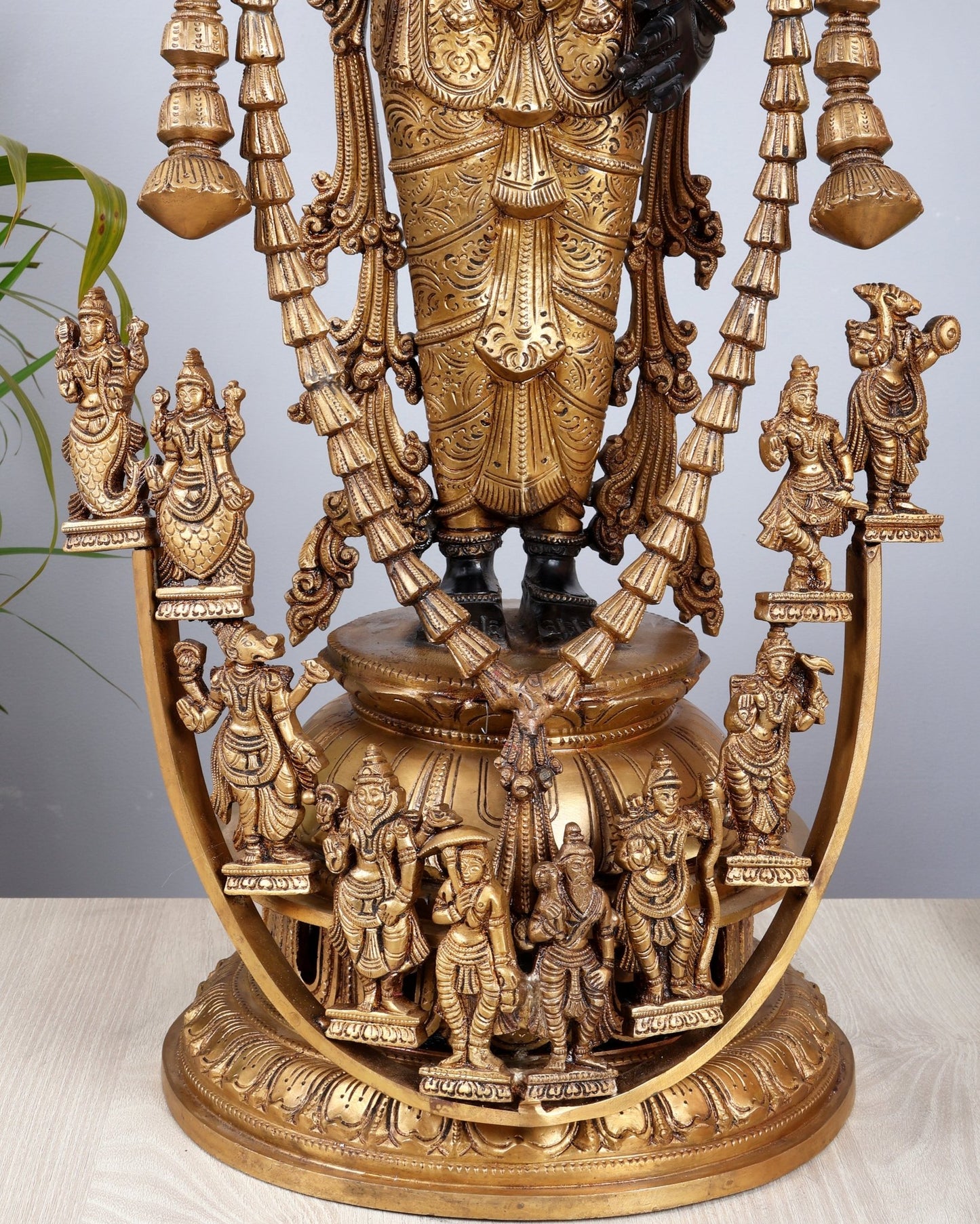 Tirupati Balaji with Dashavatar Bronze Statue – Midnight Black & Gloomy Gold Finish (30 Inches) - Budhshiv.com