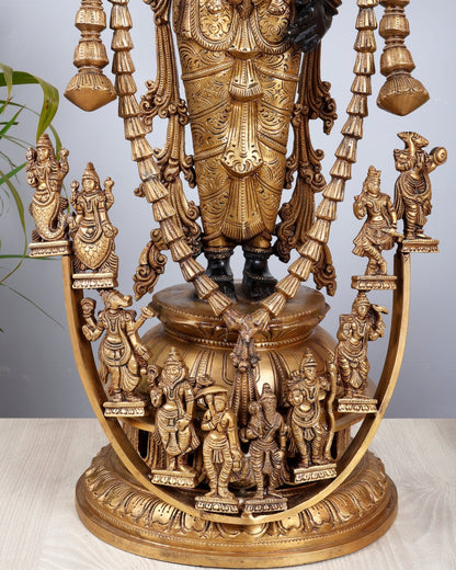 Tirupati Balaji with Dashavatar Bronze Statue – Midnight Black & Gloomy Gold Finish (30 Inches) - Budhshiv.com
