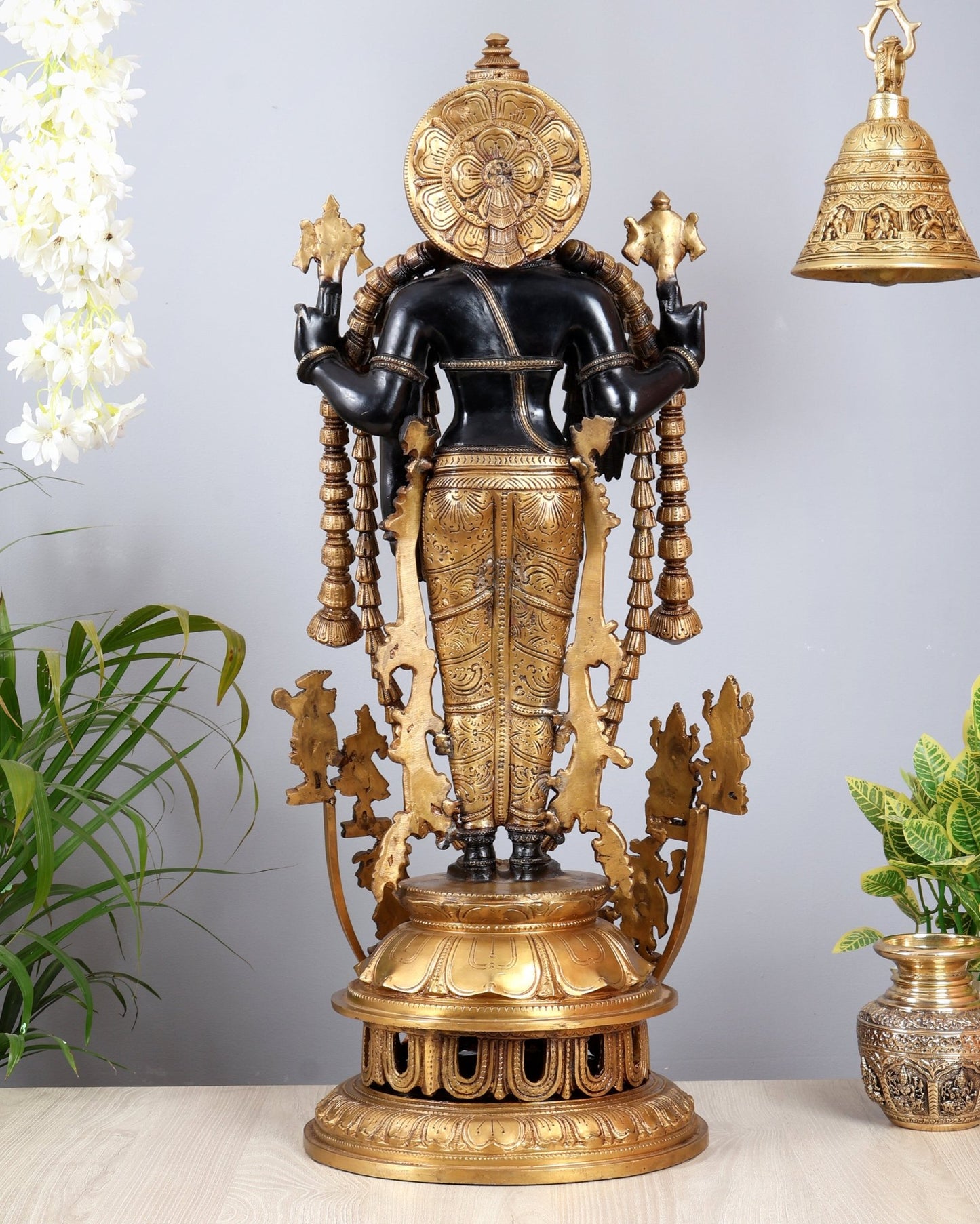 Tirupati Balaji with Dashavatar Bronze Statue – Midnight Black & Gloomy Gold Finish (30 Inches) - Budhshiv.com