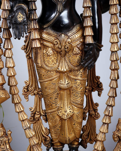 Tirupati Balaji with Dashavatar Bronze Statue – Midnight Black & Gloomy Gold Finish (30 Inches) - Budhshiv.com