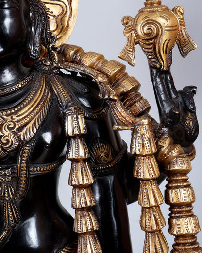 Tirupati Balaji with Dashavatar Bronze Statue – Midnight Black & Gloomy Gold Finish (30 Inches) - Budhshiv.com