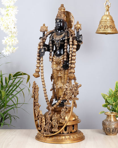 Tirupati Balaji with Dashavatar Bronze Statue – Midnight Black & Gloomy Gold Finish (30 Inches) - Budhshiv.com