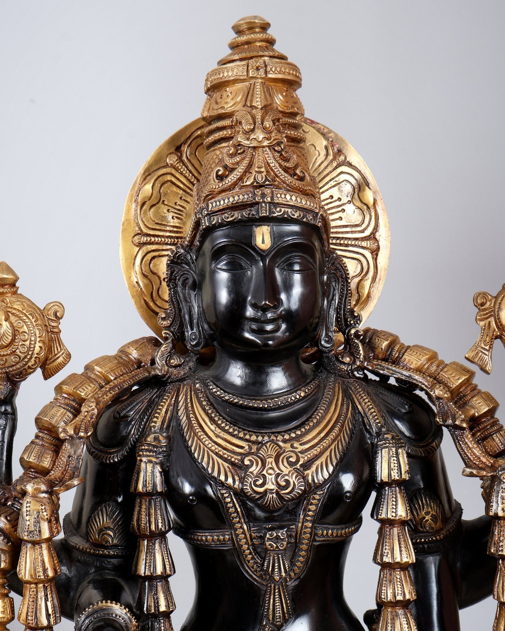 Tirupati Balaji with Dashavatar Bronze Statue – Midnight Black & Gloomy Gold Finish (30 Inches) - Budhshiv.com
