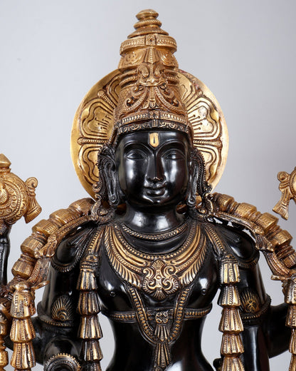 Tirupati Balaji with Dashavatar Bronze Statue – Midnight Black & Gloomy Gold Finish (30 Inches) - Budhshiv.com