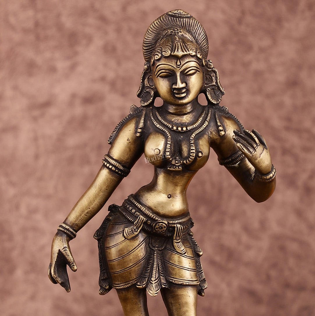 Traditional Brass Apsara Sculpture | 11 Inches | Elegant Design - Budhshiv.com
