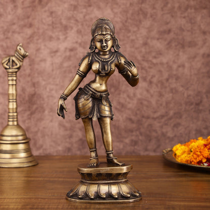 Traditional Brass Apsara Sculpture | 11 Inches | Elegant Design - Budhshiv.com