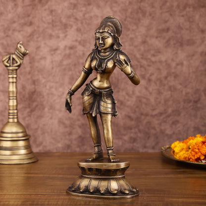 Traditional Brass Apsara Sculpture | 11 Inches | Elegant Design - Budhshiv.com
