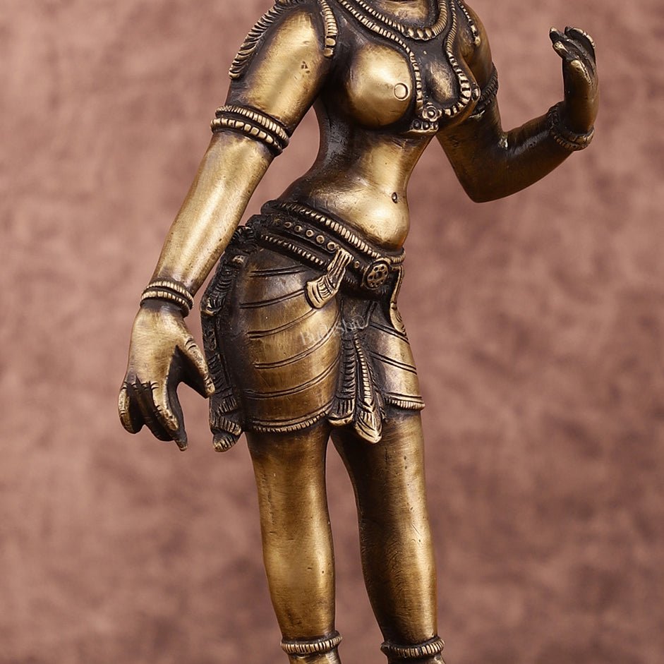 Traditional Brass Apsara Sculpture | 11 Inches | Elegant Design - Budhshiv.com