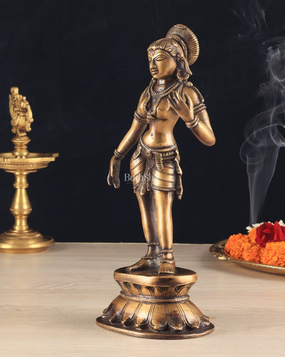 Traditional Brass Apsara Sculpture | 11 Inches | Elegant Design - Budhshiv.com