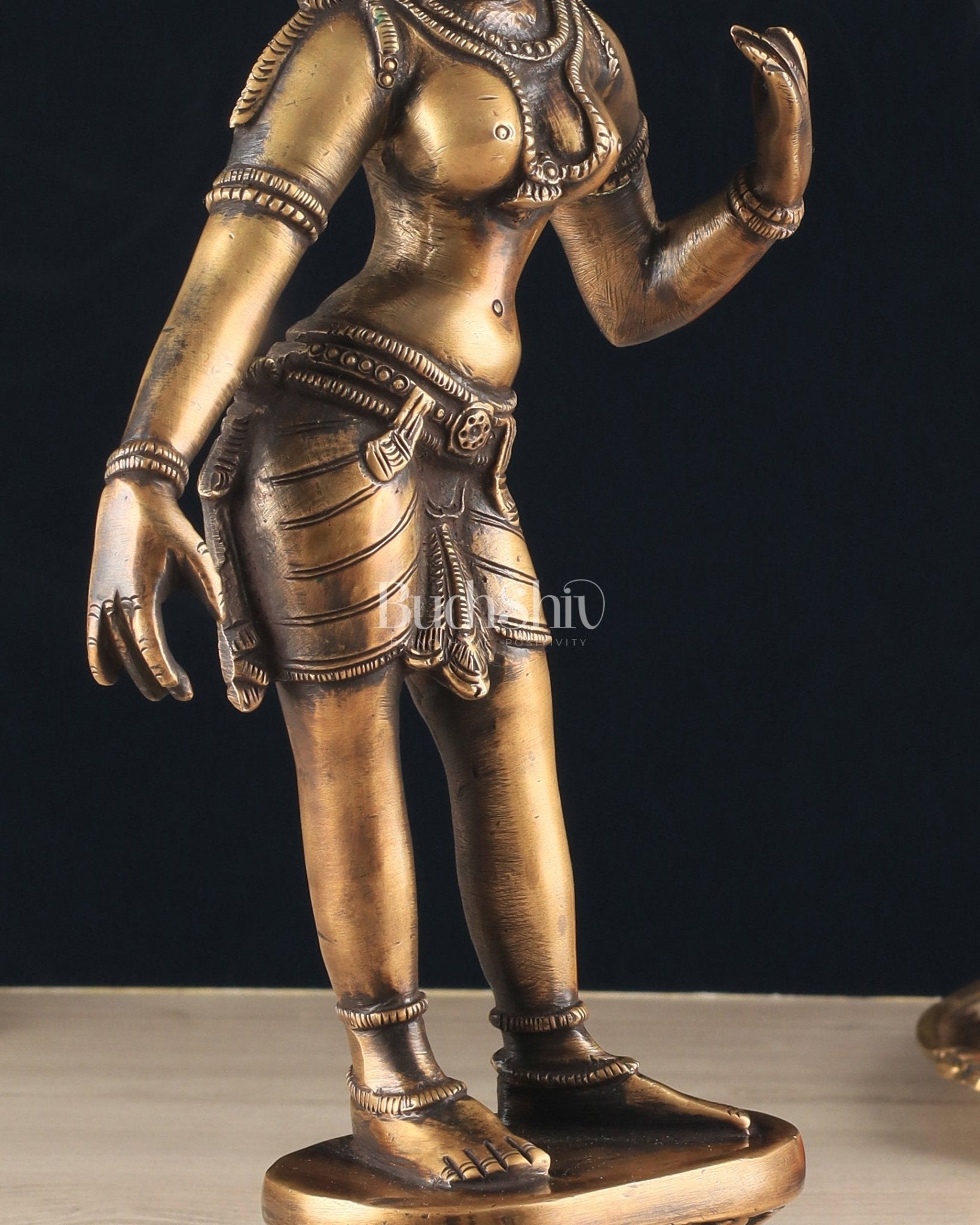 Traditional Brass Apsara Sculpture | 11 Inches | Elegant Design - Budhshiv.com