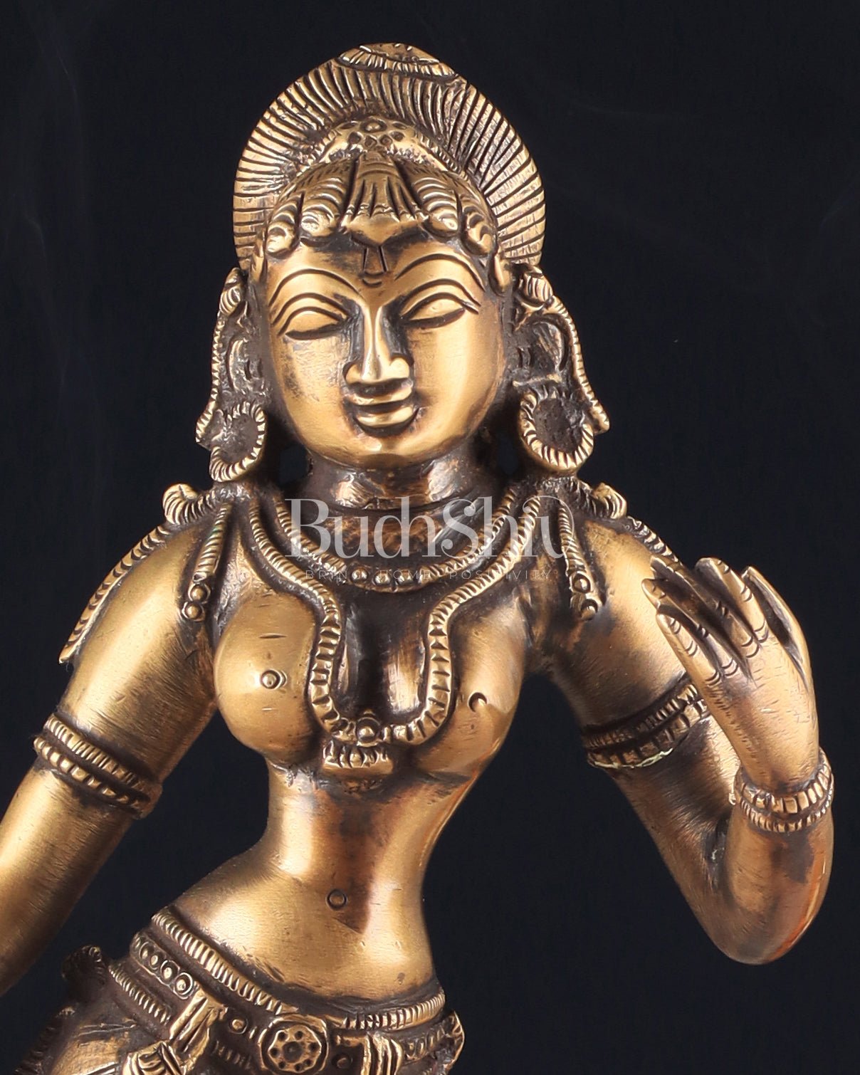 Traditional Brass Apsara Sculpture | 11 Inches | Elegant Design - Budhshiv.com