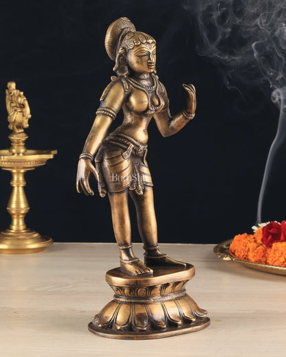 Traditional Brass Apsara Sculpture | 11 Inches | Elegant Design - Budhshiv.com