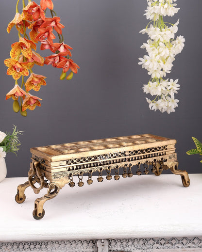 Traditional South Indian Pallanguzhi Brass Board with Wheels – Large Heritage Indoor Game - Budhshiv.com