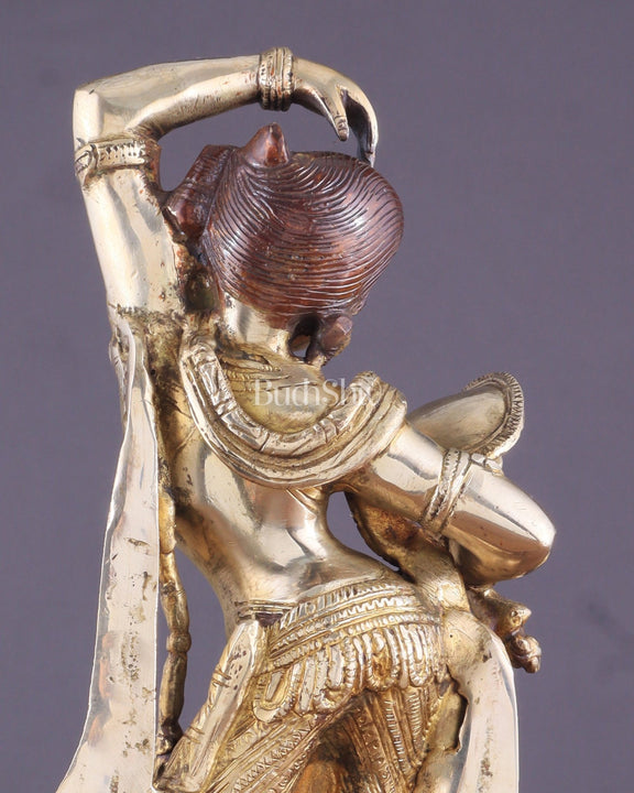 Unique Brass Apsara Applying Sindoor khajurao sculpture – Double Chola Tone 14" - Budhshiv.com
