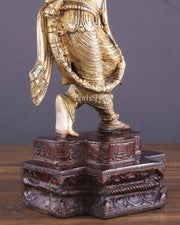 Unique Brass Apsara Applying Sindoor khajurao sculpture – Double Chola Tone 14" - Budhshiv.com