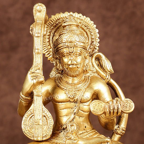 Unique Brass Bhajan Hanuman Idol | Height: 5.5 inch - Budhshiv.com