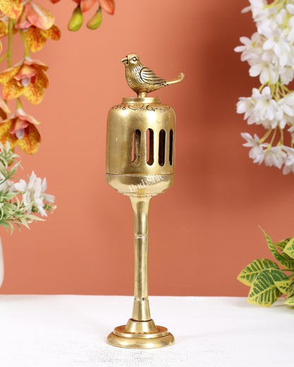 Unique Brass Bird Design Dhoop Burner & T - Light Holder (10.5 Inches) - Budhshiv.com