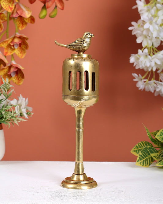 Unique Brass Bird Design Dhoop Burner & T - Light Holder (10.5 Inches) - Budhshiv.com