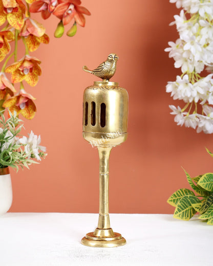 Unique Brass Bird Design Dhoop Burner & T - Light Holder (10.5 Inches) - Budhshiv.com