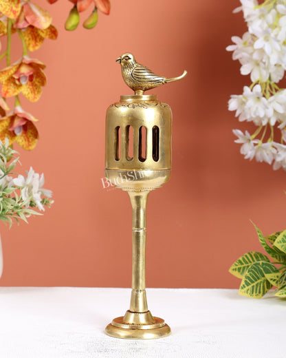 Unique Brass Bird Design Dhoop Burner & T - Light Holder (10.5 Inches) - Budhshiv.com