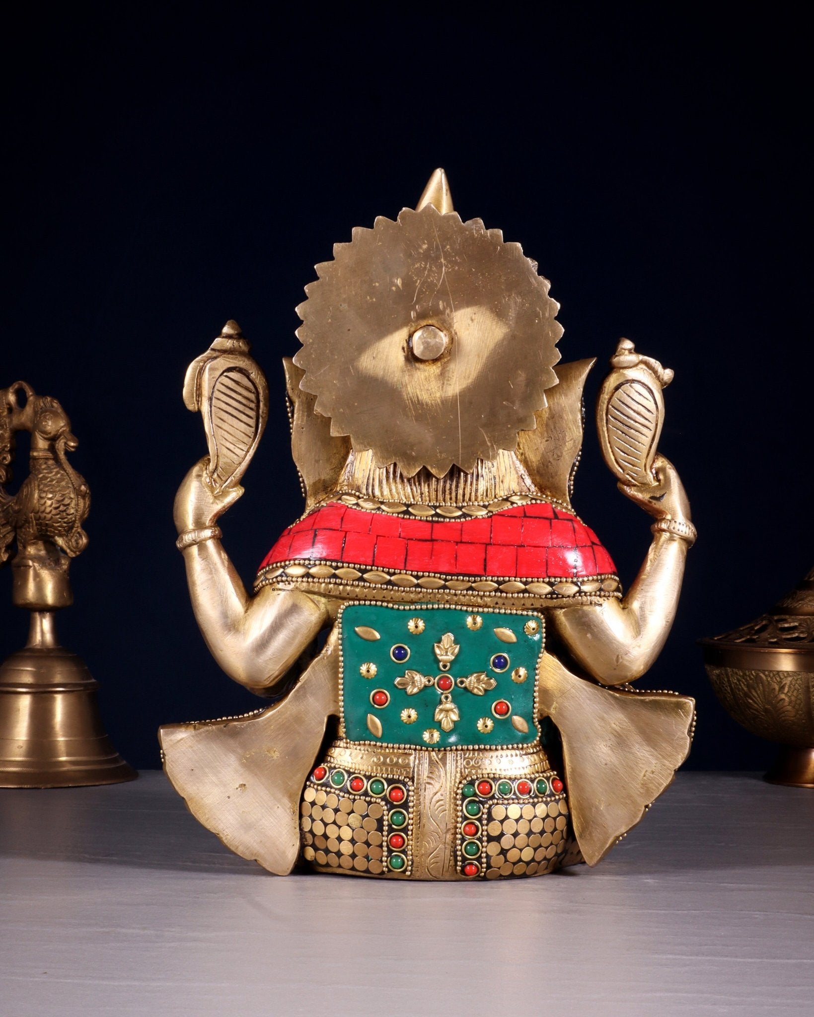 Unique Brass Lord Ganesha multicolour Statue - 9.5 Inch - Budhshiv.com