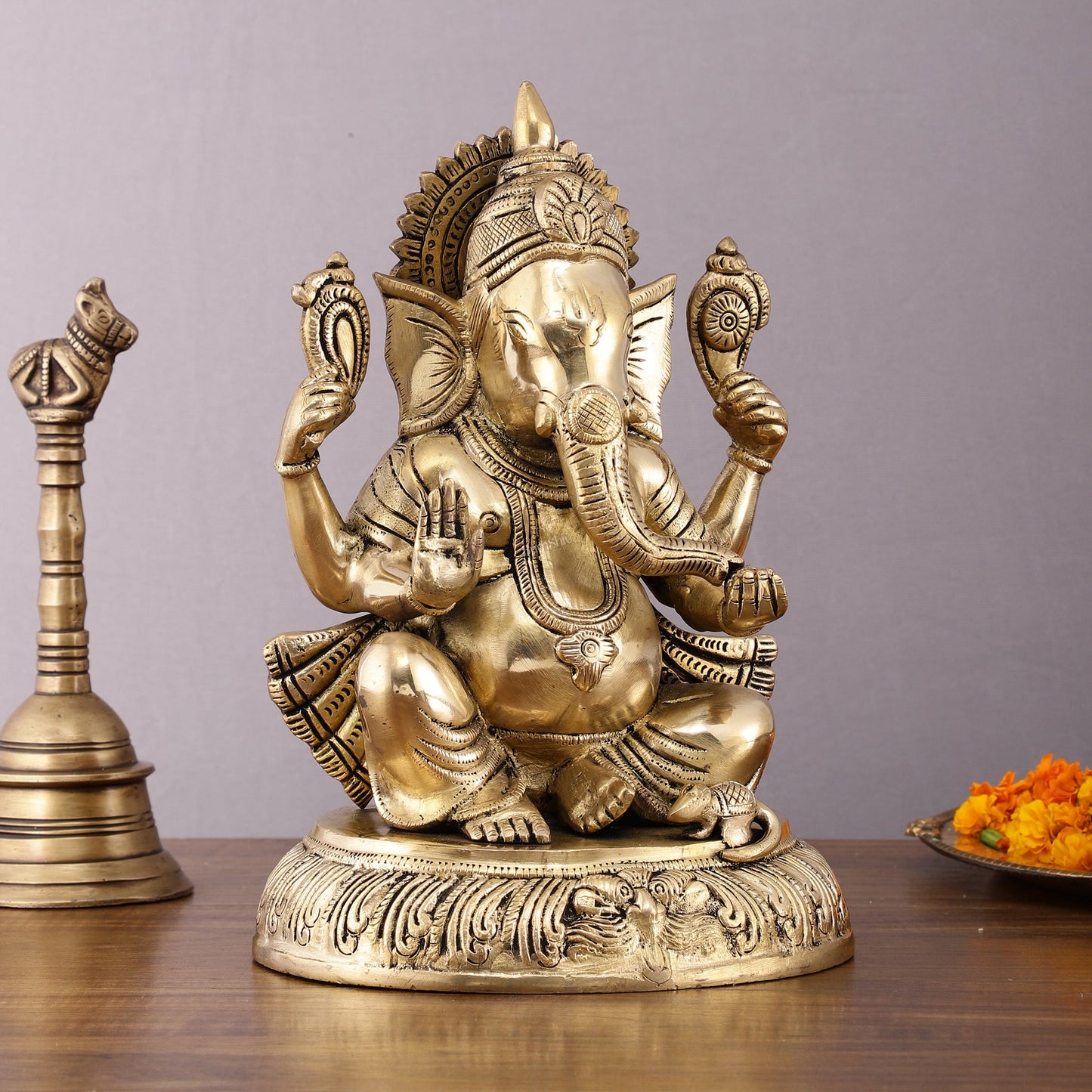 Unique Brass Lord Ganesha Statue - 11.5 Inch - Budhshiv.com